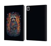 Head Case Designs Officially Licensed JK Stewart Raccoon Holding Flowers Key Art Leather Wallet Case Compatible With Apple iPad Pro 12.9 2020/2021/2022