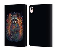 Head Case Designs Officially Licensed JK Stewart Raccoon Holding Flowers Key Art Leather Wallet Case Compatible With Apple iPad mini (2021/2024)