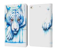 Head Case Designs Officially Licensed Jonas JoJoesArt Jödicke Blue Tears Big Cats Leather Wallet Case Compatible With Apple iPad 9.7 2017 / iPad 9.7 2018