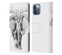 Head Case Designs Officially Licensed Jonas JoJoesArt Jödicke Elephant Soul Wildlife 2 Leather Wallet Case Compatible With Apple iPhone 12 / iPhone 12 Pro
