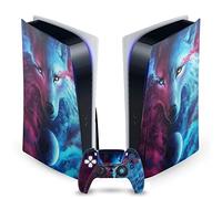 Head Case Designs Officially Licensed Jonas JoJoesArt Jödicke Wolf Galaxy Art Mix Vinyl Faceplate Gaming Skin Decal Compatible With Sony PlayStation 5 PS5 Disc Edition Console & DualSense Controller