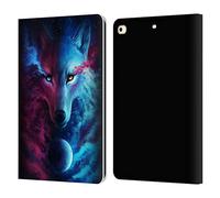 Head Case Designs Officially Licensed Jonas JoJoesArt Jödicke Wolf Galaxy Wildlife Leather Wallet Case Compatible With Apple iPad 9.7 2017 / iPad 9.7 2018