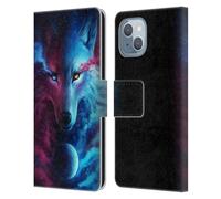 Head Case Designs Officially Licensed Jonas JoJoesArt Jödicke Wolf Galaxy Wildlife Leather Wallet Case Compatible With Apple iPhone 14