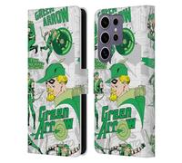 Head Case Designs Officially Licensed Justice League DC Comics Classic Pattern Green Arrow Comic Art Leather Wallet Case Compatible with Samsung Galaxy S25 Ultra