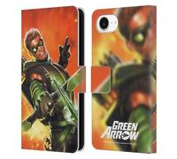 Head Case Designs Officially Licensed Justice League DC Comics New 52 Vol. 1 Green Arrow Comic Art Leather Wallet Case Compatible With Apple iPhone 16e