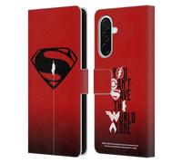 Head Case Designs Officially Licensed Justice League Movie Red And Black Flight Superman Logo Art Leather Wallet Case Compatible With Samsung Galaxy A26 5G