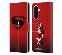 Head Case Designs Officially Licensed Justice League Movie Red And Black Flight Superman Logo Art Leather Wallet Case Compatible With Samsung Galaxy A56 5G