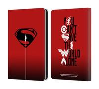 Head Case Designs Officially Licensed Justice League Movie Red And Black Flight Superman Logo Art Leather Wallet Case Compatible With Amazon Kindle 11th Gen (2024)