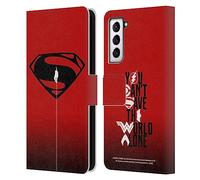 Head Case Designs Officially Licensed Justice League Movie Red And Black Flight Superman Logo Art Leather Wallet Case Compatible With Samsung Galaxy S21 5G