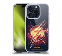 Head Case Designs Officially Licensed Justice League Movie The Flash 2 Logos Gel Case [Military Grade Protection] Compatible with Apple iPhone 15 Pro and Compatible with MagSafe