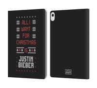 Head Case Designs Officially Licensed Justin Bieber All I Want For Christmas Knitted Christmas Leather Wallet Case Compatible With Apple iPad Air 13 2024/2025
