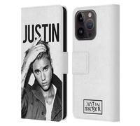 Head Case Designs Officially Licensed Justin Bieber Calendar Black And White Purpose Leather Wallet Case Compatible With Apple iPhone 15 Pro