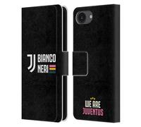Head Case Designs Officially Licensed Juventus Football Club Bianco Neri Graphic Collection Leather Wallet Case Compatible With Apple iPhone 16e / iPhone 17e