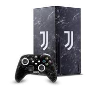 Head Case Designs Officially Licensed Juventus Football Club Black Marble Art Game Console Wrap and Game Controller Skin Bundle Compatible With Xbox Series X