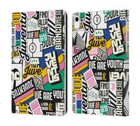 Head Case Designs Officially Licensed Juventus Football Club Sticker Pattern Graphic Collection Leather Wallet Case Compatible With Apple iPad 10.9 2022/2025