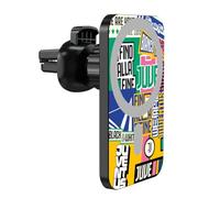 Head Case Designs Officially Licensed Juventus Football Club Sticker Pattern Logo Icon Magnetic Car Mount with Wireless 15W Fast Charging Compatible with MagSafe iPhone and Android Qi Devices (Black)