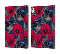 Head Case Designs Officially Licensed Katerina Kirilova Fairy Wrens & Poppies Floral Patterns Leather Wallet Case Compatible With Apple iPad Air 13 2024/2025