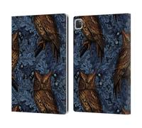 Head Case Designs Officially Licensed Katerina Kirilova Night Owls Graphics Leather Wallet Case Compatible With Apple iPad Pro 12.9 2020/2021/2022