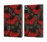 Head Case Designs Officially Licensed Katerina Kirilova Red Coneflowers Art Leather Wallet Case Compatible With Apple iPad Pro 12.9 2020/2021/2022