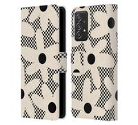 Head Case Designs Officially Licensed Kierkegaard Design Studio Daisy Black Cream Dots Check Retro Abstract Patterns Leather Wallet Case Compatible With Galaxy A52 / A52s / 5G (2021)