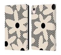 Head Case Designs Officially Licensed Kierkegaard Design Studio Daisy Black Cream Dots Check Retro Abstract Patterns Leather Wallet Case Compatible With Apple iPad mini (2021/2024)
