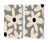Head Case Designs Officially Licensed Kierkegaard Design Studio Daisy Black Cream Dots Check Retro Abstract Patterns Leather Wallet Case Compatible With Apple iPad Air 13 2024/2025