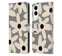 Head Case Designs Officially Licensed Kierkegaard Design Studio Daisy Black Cream Dots Check Retro Abstract Patterns Leather Wallet Case Compatible With Samsung Galaxy S25 Edge