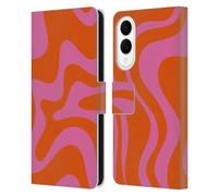 Head Case Designs Officially Licensed Kierkegaard Design Studio Hot Pink Orange Swirl Retro Abstract Patterns Leather Wallet Case Compatible With Samsung Galaxy S25 Edge