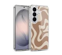 Head Case Designs Officially Licensed Kierkegaard Design Studio Milk Brown Beige Swirl Retro Abstract Patterns Gel Case Compatible with Samsung Galaxy S26 Plus & Compatible with MagSafe
