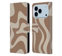 Head Case Designs Officially Licensed Kierkegaard Design Studio Milk Brown Beige Swirl Retro Abstract Patterns Leather Wallet Case Compatible With Apple iPhone 17 Pro