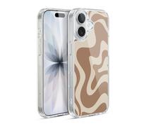 Head Case Designs Officially Licensed Kierkegaard Design Studio Milk Brown Beige Swirl Retro Abstract Patterns Gel Case [Military Grade] Compatible with Apple iPhone 17 and Compatible with MagSafe