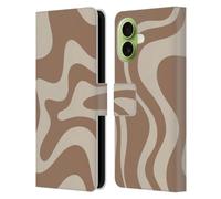 Head Case Designs Officially Licensed Kierkegaard Design Studio Milk Brown Beige Swirl Retro Abstract Patterns Leather Wallet Case Compatible With Apple iPhone 17