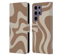 Head Case Designs Officially Licensed Kierkegaard Design Studio Milk Brown Beige Swirl Retro Abstract Patterns Leather Wallet Case Compatible with Samsung Galaxy S25 Ultra