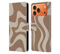 Head Case Designs Officially Licensed Kierkegaard Design Studio Milk Brown Beige Swirl Retro Abstract Patterns Leather Wallet Case Compatible With Apple iPhone 17 Pro Max