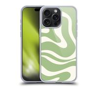 Head Case Designs Officially Licensed Kierkegaard Design Studio Modern Liquid Swirl in Sage Art Gel Case [Military Grade] Compatible with Apple iPhone 15 Pro Max and Compatible with MagSafe