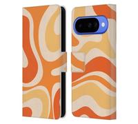 Head Case Designs Officially Licensed Kierkegaard Design Studio Modern Orange Tangerine Swirl Retro Abstract Patterns Leather Wallet Case Compatible With Google Pixel 10