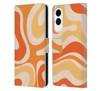 Head Case Designs Officially Licensed Kierkegaard Design Studio Modern Orange Tangerine Swirl Retro Abstract Patterns Leather Wallet Case Compatible With Samsung Galaxy S25 Edge