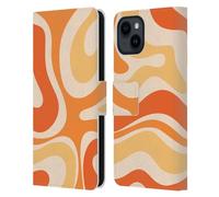 Head Case Designs Officially Licensed Kierkegaard Design Studio Modern Orange Tangerine Swirl Retro Abstract Patterns Leather Wallet Case Compatible With Apple iPhone 15