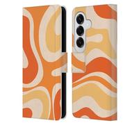 Head Case Designs Officially Licensed Kierkegaard Design Studio Modern Orange Tangerine Swirl Retro Abstract Patterns Leather Wallet Case Compatible With Samsung Galaxy S26