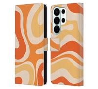 Head Case Designs Officially Licensed Kierkegaard Design Studio Modern Orange Tangerine Swirl Retro Abstract Patterns Leather Wallet Case Compatible With Samsung Galaxy S26 Ultra
