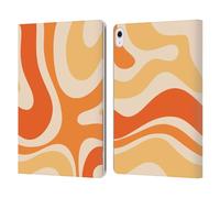 Head Case Designs Officially Licensed Kierkegaard Design Studio Modern Orange Tangerine Swirl Retro Abstract Patterns Leather Wallet Case Compatible With Apple iPad Air 13 2024/2025
