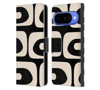 Head Case Designs Officially Licensed Kierkegaard Design Studio Modern Piquet Black Cream Retro Abstract Patterns Leather Wallet Case Compatible With Google Pixel 10