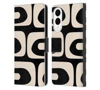 Head Case Designs Officially Licensed Kierkegaard Design Studio Modern Piquet Black Cream Retro Abstract Patterns Leather Wallet Case Compatible With Samsung Galaxy S25 Edge