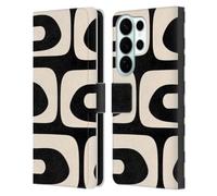 Head Case Designs Officially Licensed Kierkegaard Design Studio Modern Piquet Black Cream Retro Abstract Patterns Leather Wallet Case Compatible With Samsung Galaxy S26 Ultra