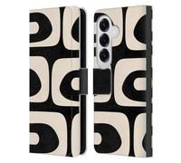 Head Case Designs Officially Licensed Kierkegaard Design Studio Modern Piquet Black Cream Retro Abstract Patterns Leather Wallet Case Compatible With Samsung Galaxy S26