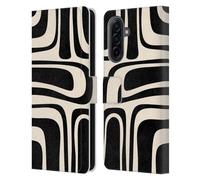 Head Case Designs Officially Licensed Kierkegaard Design Studio Palm Springs Black Cream Retro Abstract Patterns Leather Wallet Case Compatible With Samsung Galaxy A17 4G / 5G
