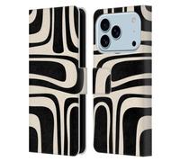 Head Case Designs Officially Licensed Kierkegaard Design Studio Palm Springs Black Cream Retro Abstract Patterns Leather Wallet Case Compatible With Apple iPhone 17 Pro