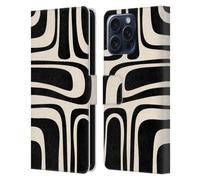 Head Case Designs Officially Licensed Kierkegaard Design Studio Palm Springs Black Cream Retro Abstract Patterns Leather Wallet Case Compatible With Samsung Galaxy S25 FE
