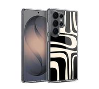 Head Case Designs Officially Licensed Kierkegaard Design Studio Palm Springs Black Cream Retro Abstract Patterns Gel Case Compatible with Samsung Galaxy S26 Ultra & Compatible with MagSafe
