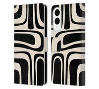 Head Case Designs Officially Licensed Kierkegaard Design Studio Palm Springs Black Cream Retro Abstract Patterns Leather Wallet Case Compatible With Samsung Galaxy S25 Edge